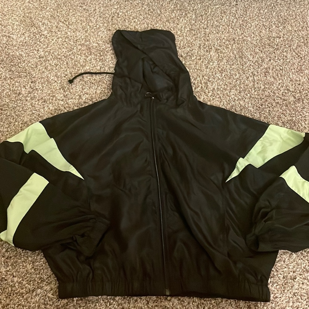 Hooded rain coat crop top